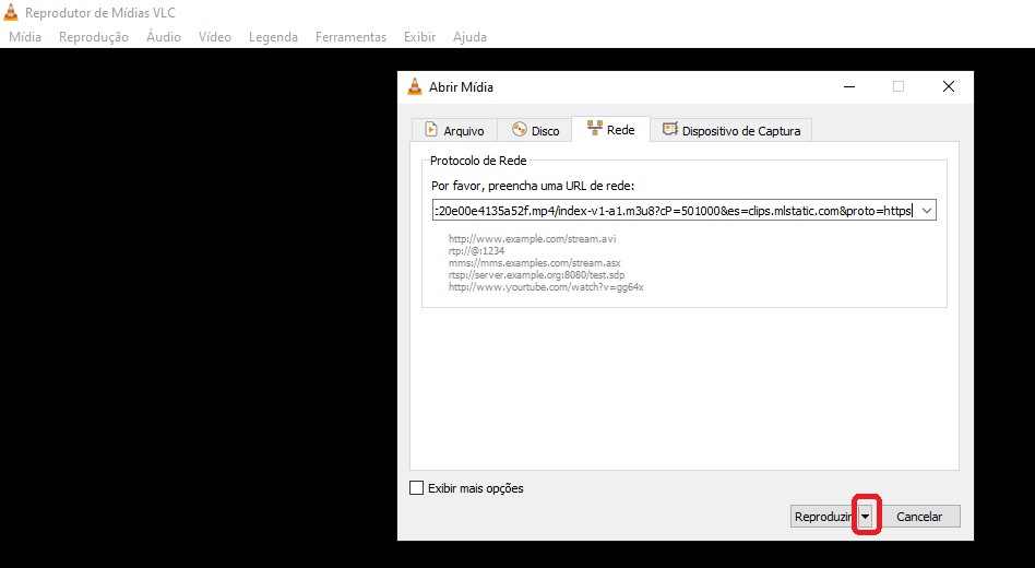 Botão Reproduzir no VLC  / Seu Tutorial