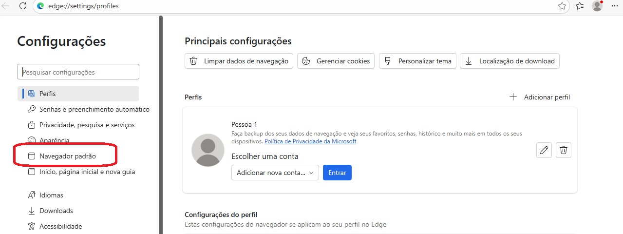 Edge Navegador Padrão / SEU TUTORIAL