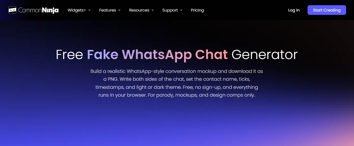 Conversa faek WhatsApp / CommonNinja / Seu Tutorial